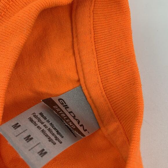 Gildan Dry Blend Short Sleeve Neon Orange T-Shirt Medium Womens Solid Safety - Picture 3 of 5